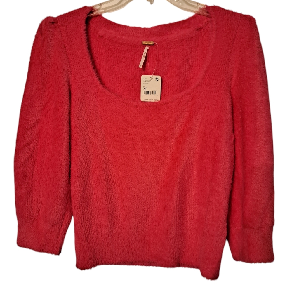 NWT Free People Moonbeam Pullover Sweater Raspberry Pop Medium $98